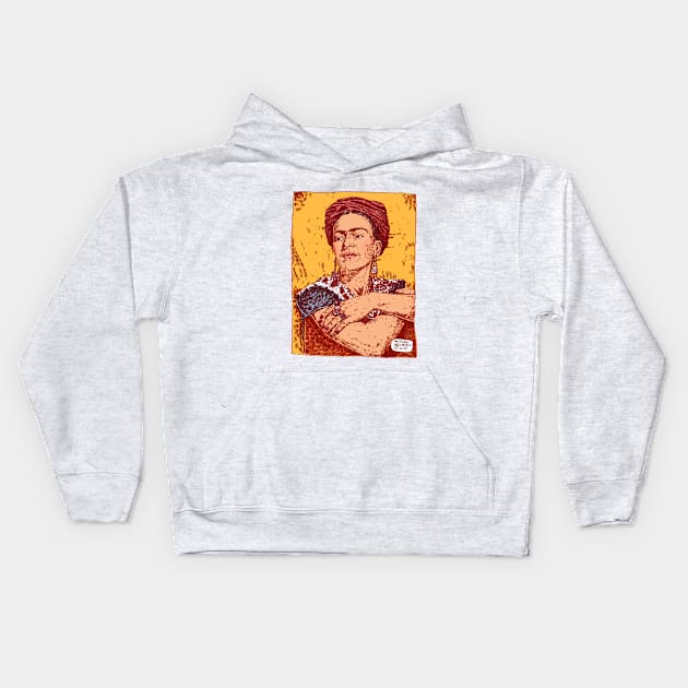 Frida Kahlo, by Maximiliano Lopez Barrios Kids Hoodie by Grafixo Sur